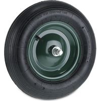 Relaxdays 4.80 4.00-8 Wheelbarrow Tyre, Pneumatic Spare Wheel, Steel Rim, with Axle, Supports up to 120 kg, Black/Green