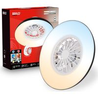Briloner Ventilateur de plafond avec télécommande Ø48,5cm rond 24W 2600lm 3000K-6500K blanc chaud à blanc lumière du jour moteur DC blanc - Plafonnier chambre salon
