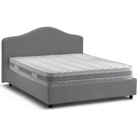 Talamo Italia Doppelbett Annunziata, Containerbett mit Stoffbespannung, 100% Made in Italy, Frontöffnung, inklusive Matratze Cm 160x190, Grau