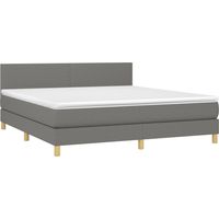 Box Spring Bed with Mattress&LED Dark Grey 160x200cm Fabric vidaXL