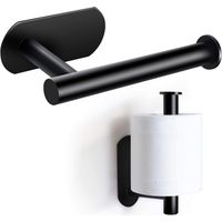 Black Toilet Paper Holder, Premium No Drilling Holder, Stainless Steel Wall Mounted Toilet Paper Roll Holder for Kitchen and Bathroom