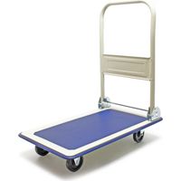 Wiltec – Chariot à plateforme rabattable 150kg – Surface en caoutchouc antidérapante – 4 roulettes pivotantes – Protection des bords en acier