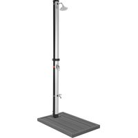 ML-Design Douche Solaire 20L 210cm Rond Noir/Argent avec Élément de Sol Gris Foncé, Douchette de Pied et Pommeau de Douche à Effet Pluie, Eau Chaude jusqu'à 60°C sans Branchement Électrique Piscine