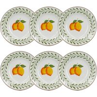 Lot de 6 assiettes creuses en porcelaine, LEMON