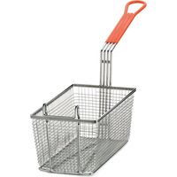 Tablecraft cesto rettangolare 30x16.5x13 cm per frittura, manico arancio, in acciaio inox qualità professionale