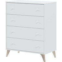 Comoda con 4 Cajones para Dormitorio Liss en Color Blanco Artik, 77,5 cm (Ancho) x 95 cm (Alto) x 40 cm (Fondo)