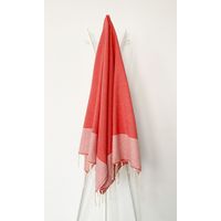 Fouta 100x200 Lilane corail - 100% coton - finition franges