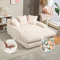 Canapé-lit moderne en velours côtelé Cloud Couch avec 3 coussins moelleux, canapé-lit confortable à une place pour salon appartement bureau (Beige)