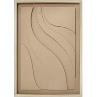 Tableau texturisé avec un design d'ondes en couleur beige et un cadre en bois 70x50cm