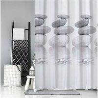 Shower Curtain 200x200 Textile Gray Pebble Mold-resistant And Water-repellent Shower Curtain