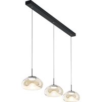 Brena - Suspension Fabas Luce 3 Lumières - Led 30W À Intensité Variable - Design Linéaire Cognac