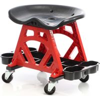 XPOtool Sgabello per officina con ruote, sedile girevole a 360°, con portautensili, sgabello meccanico con portata fino a 150 kg