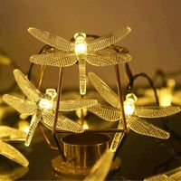Lumineuse Solaire 50 LED Libellule Guinguette Extérieur Blanc Chaud Flash Libellule Lampe Solaire Décoration avec 8 Modes Lumière Eclairage Etanche pour Jardin, Terrasse, Noël