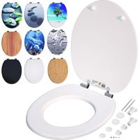 Casaria – Abattant WC MDF avec double fermeture douce – Charnières en métal inoxydable – Fixation stable à 3 points – Hygiénique et facile à nettoyer