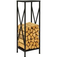 Kaminholzregal Brennholzregal Pulverbeschichteter Stahl 34×34×111 cm Schwarz matt 120 kg Tragkraft Feuerholzregal Kaminholzhalter