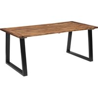 Vidaxl – Table de salle à manger en bois d'acacia massif 180x90 cm – Style industriel – Pieds en métal en U – Robuste et durable