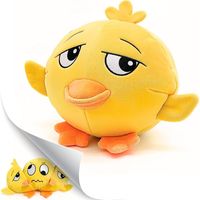 3 in 1 Squeaky Soft Plush Durable Dog Chew Toy for Aggressive Chewers, No Stuffing Interactive Tough Rip & Reveal Crinkle Yellow Duck Ball in Gift Box, Puppy, Small & Large Breed Pets Birthday Present