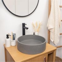 Lavabo da appoggio rotondo in cemento travertino SANDY
