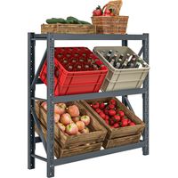 Etagere pour caisses de boissons autoportante a 3 niveaux pour 6 caisses hauteur reglable 110x30x110 cm Gris