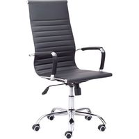 Chaise de bureau contemporaine Estudio Jou, noire ou blanche, avec roulettes, accoudoirs et dossier réglable, dimensions : 64 x 116 x 64 cm