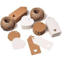 HONORNIC - 200 kraft paper tags with heart and 50m jute twine for wedding gifts, Christmas gifts, party gifts,