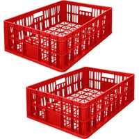 Garronda 2 Pack belüftete 69 x 47 x 20 cm Kunststoffbox HDPE stapelbare Aufbewahrungsbox für Transport und Lagerung von Waren und Erntegütern Garten Landwirtschaft und Gewerbe GD-0190 (Rot)