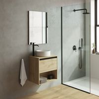 KLEIN 50cm Meuble et vasque avec un tiroir et un niche, Chêne Colonial.