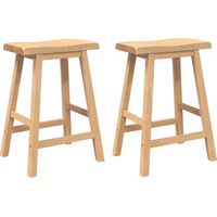 vidaXL Bar Stools 2 pcs Natural Solid Wood Rubber