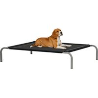 Cama Elevada para Perros 110x75x20 cm con Marco de Acero para Interior Exterior Negro