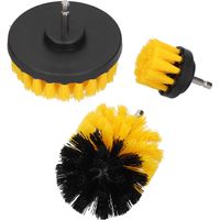 Lot de brosses perceuse nylon jaune pour nettoyage sols carrelage