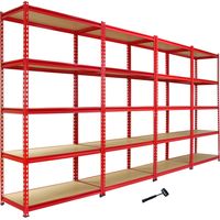 Monster Racking - 4 Rayonnages Z-Rax en Acier Sans Boulons Rouges 90cm x 183cm x 45cm