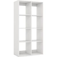 Libreria a 8 cubi con binario posteriore e kit antiribaltamento, bianca