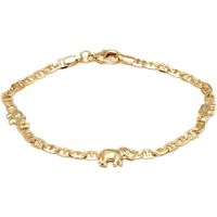 Bracelet de cheville plat Marina Elephant plaqué or 18 carats pour femme - Fabriqué au Brésil