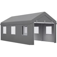 Tente garage carport 6L x 2,95l x 2,78H m acier galvanisé PE haute densité 160 g/m² 2 portes enroulables et 6 fenêtres