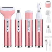 Épilateurs pour femmes, épilateur 4 en 1 pour le visage, tondeuse pour le visage, les sourcils et le nez, adapté à tous les types de peau, têtes amovibles et lavables