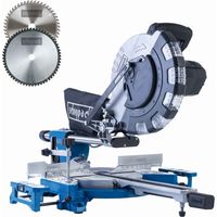 Scheppach Scie à onglet radiale HM254 - 2400W - Ø 255 mm - 7000 tr/min - largeur/hauteur de coupe 340/90 mm - LED - 2 lames incluses