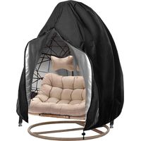 Housse de fauteuil suspendu en osier avec fermeture éclair,230x200 cm, imperméable et résistante aux intempéries, coupe-vent,noire