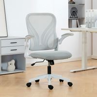 Chaise de bureau ergonomique, chaise de bureau en maille, dossier et accoudoirs rabattables, 73 x 62 x 101-111 cm, grise