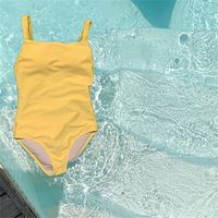 Maillot de bain bikini dos nu pour femme, maillot de bain de plage pour sources thermales, jaune M