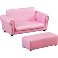 Kindersessel mit Fußhocker, Kindercouch mit Hocker, Kindersofa, Sofa Sessel, Rosa 83 x 42 x 41 cm