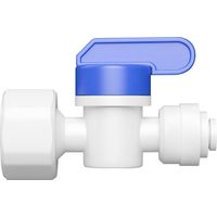 1 Stück 1/2" Weiblich auf 1/4" Inline-Hahn/Absperrventil, Steckverbindung Adapter Fitting für Kühlschrankschlauch, Wasserrohr