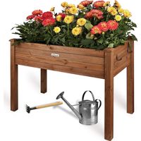 needs&wants® Hochbeet aus Holz für Garten Balkon Terrasse, Pflanzkasten Bausatz rechteckig schmal mit Vlies-Folie, Kräuterbeet Pflanzenkasten deko, 100 x 50 x 75 cm, dunkel-braun