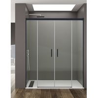 ALLSTONE BASIC Duschabtrennung 2+2 ohne Bodenprofil 5 Farben 2 Glasarten 6mm in Aluminium Schwarzes-profil 200-210 cm Transparentes glas