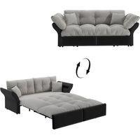 Gästebett 190x85x91 ausziehbar, 3-in-1 Schlafsofa, Doppelbett, Bett Erwachsene, Polsterbett mit Lattenrost, platzsparend, Samt,Hellgrau