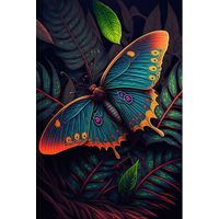 Tableau sur verre synthétique papillon néon 80x120 cm - Impression sur Verre synthétique - Image HD imprimée sur Verre synthétique - Tableau mural décoratif - Fabriqué en France