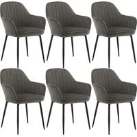 Klihome Set of 6 Velvet & Metal Legs Dining Chairs Accent home & restaurants, Dark Grey