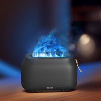 Diffuseur d’huiles essentielles et humidificateur ultrasonique avec effet flamme – Gris foncé, pour chambre, bureau ou studio