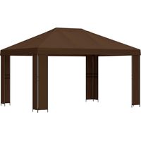 vidaXL Gazebo 4 x 3 m Brown Polyester and Steel 190 gsm