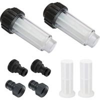 Water Filter for Garden Hose, 2 Pieces 3/4 Inch Water Pre-Filter Set with 4 Filter Elements & 2 Quick Adapters for High Pressure Cleaner, Garden Pump