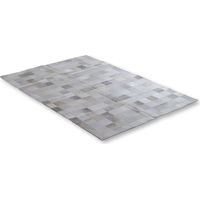Tapis Patchwork en Cuir Tons Neutres pour Déco Chic - Gris